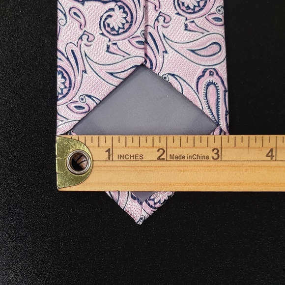 LAURANT BENNET Milano Paisley 100% Micro Fiber Necktie, Color Pink & Blue NWT - Picture 10 of 10